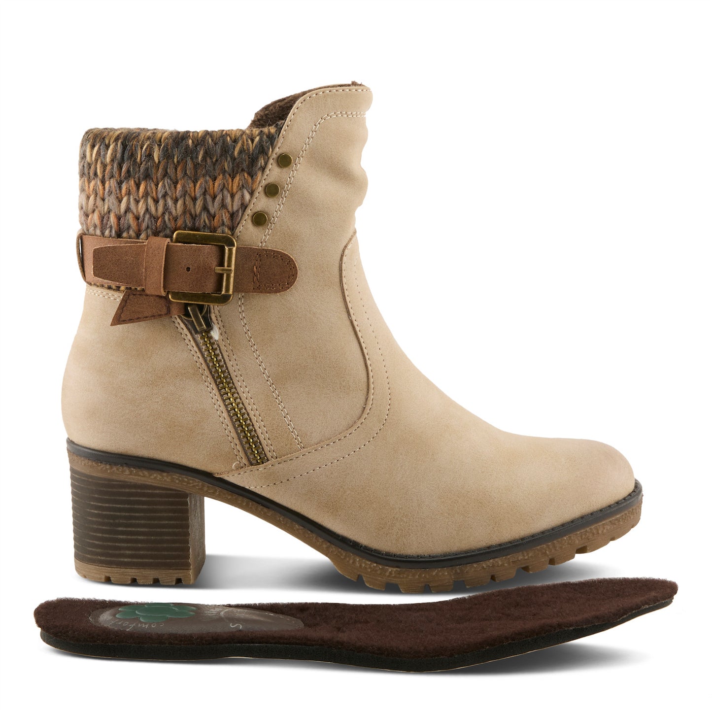 Rene By Spring Step -Light Beige Ankle Boot