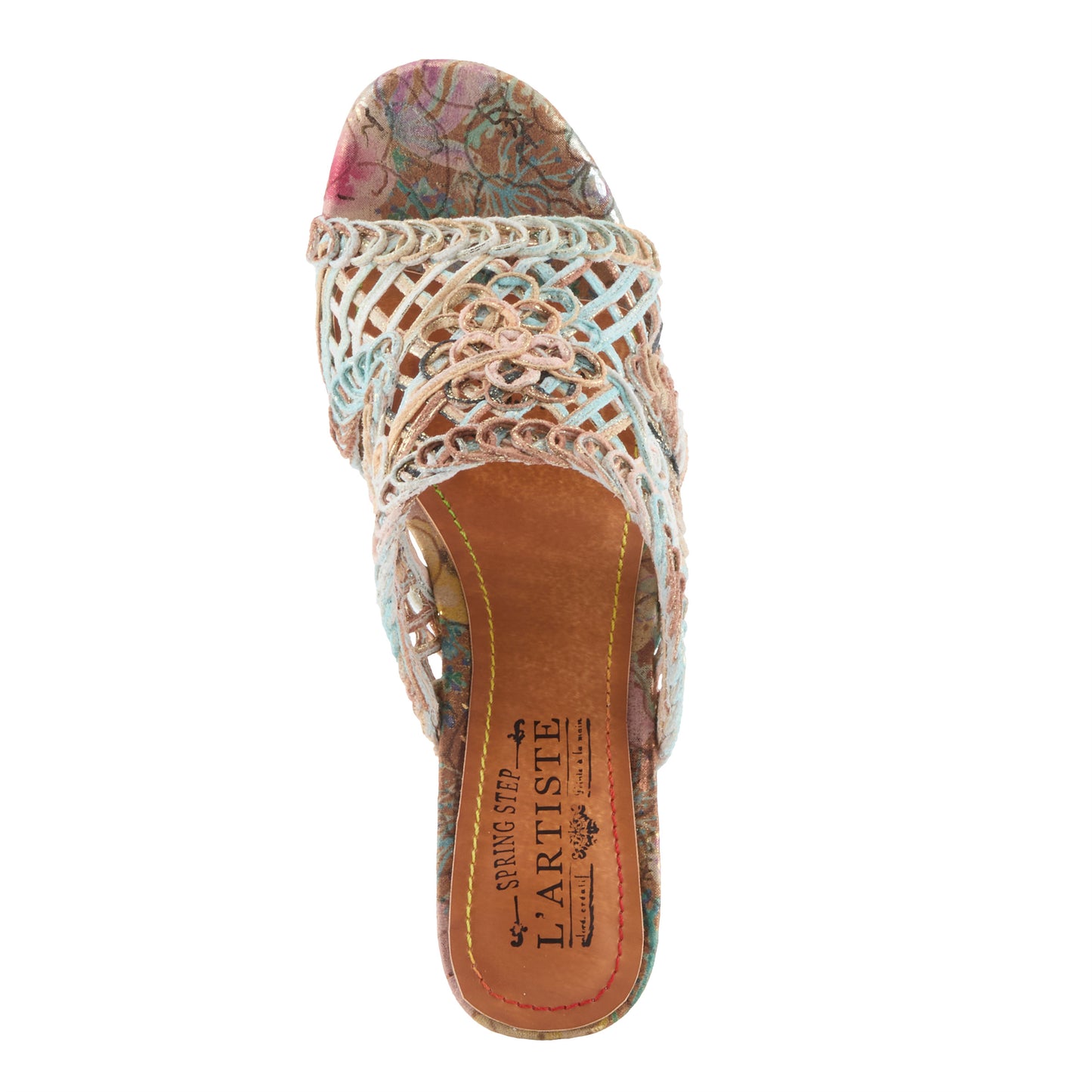 LACYLOOPS Mint Green Multi Block Heel by L'Artiste from Spring Step Shoes