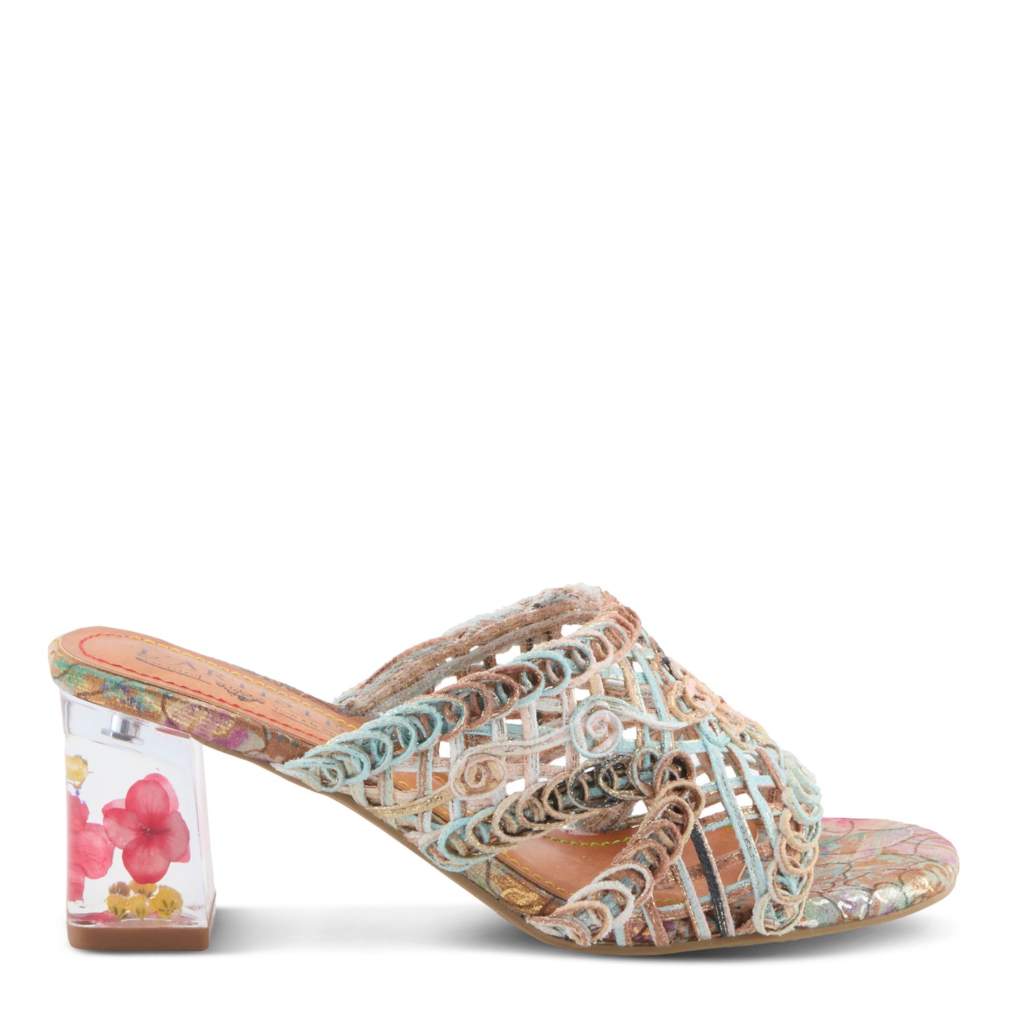 LACYLOOPS Mint Green Multi Block Heel by L'Artiste from Spring Step Shoes