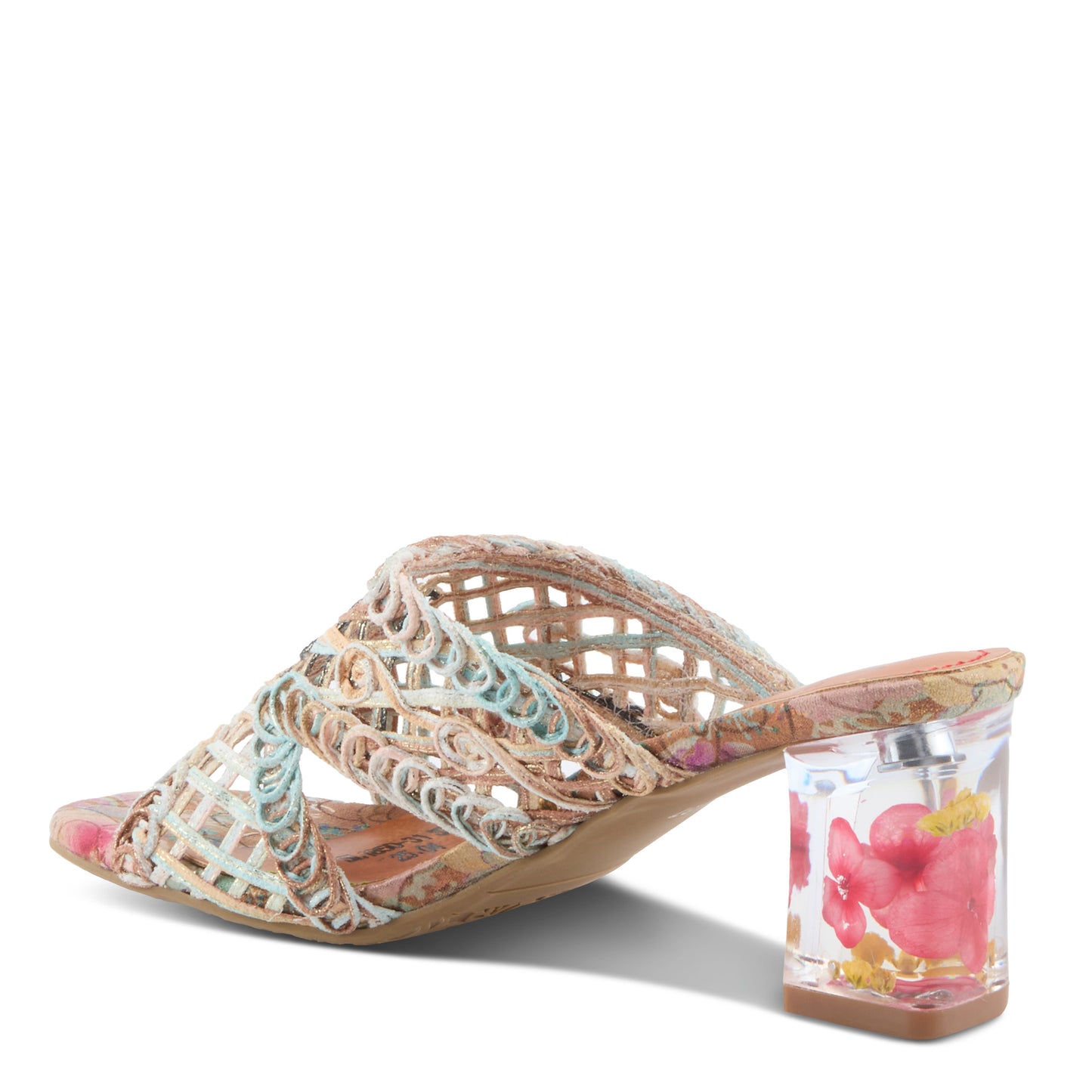 LACYLOOPS Mint Green Multi Block Heel by L'Artiste from Spring Step Shoes