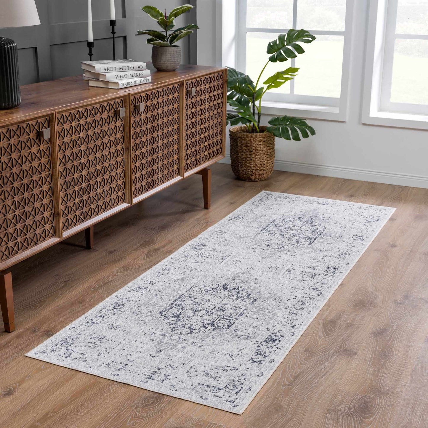 Akram Antrasit Flat Pile Washable Rug