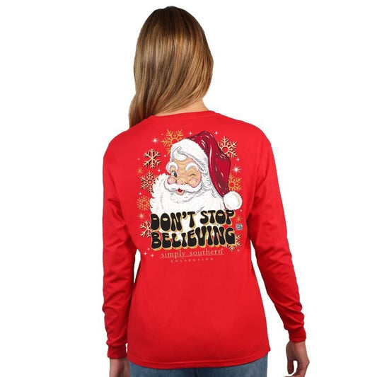 Don't Stop Believing - Red - Long Sleeve Tee - #SIMPLYSOUTHERN