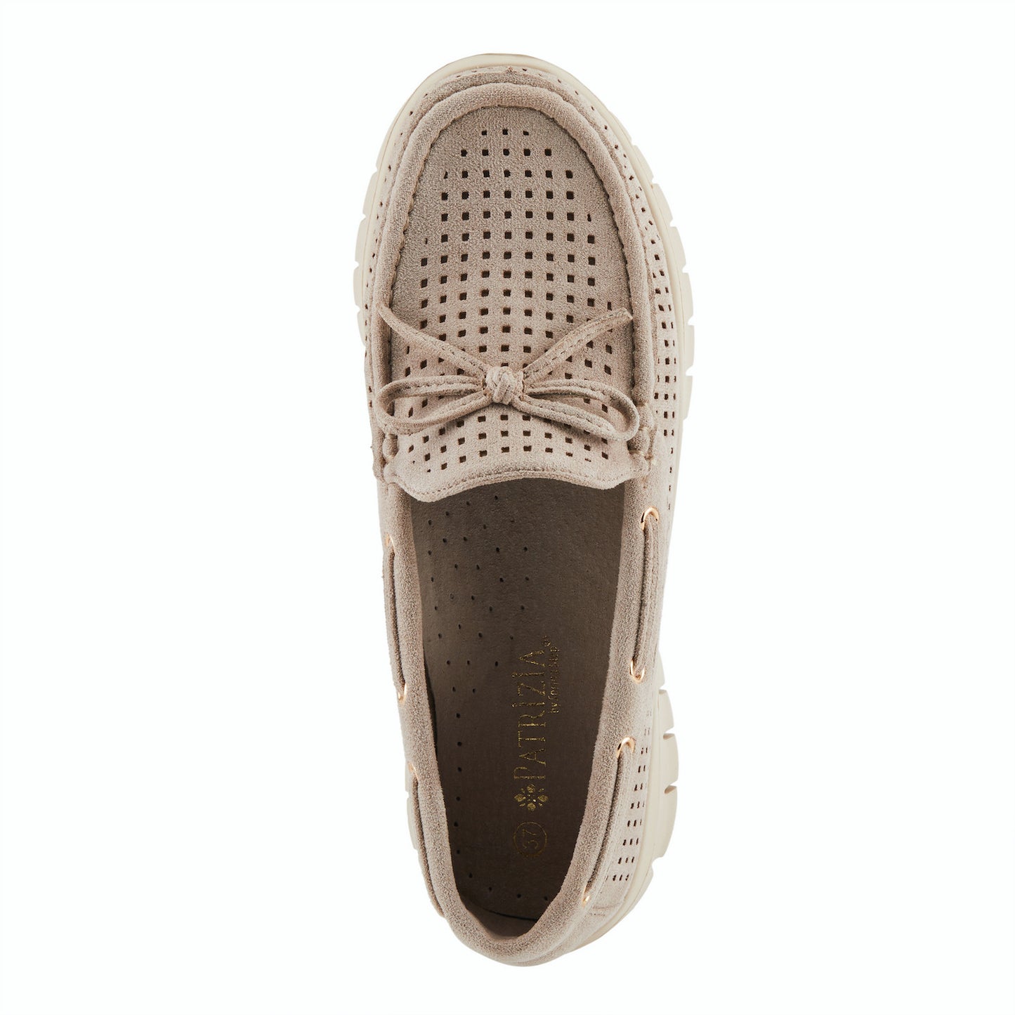 Aboard Beige Square-Dot Moccasins by Patrizia