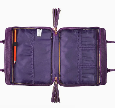 Large Blessed Purple Floral Faux Leather Purse-Style Bible Cover