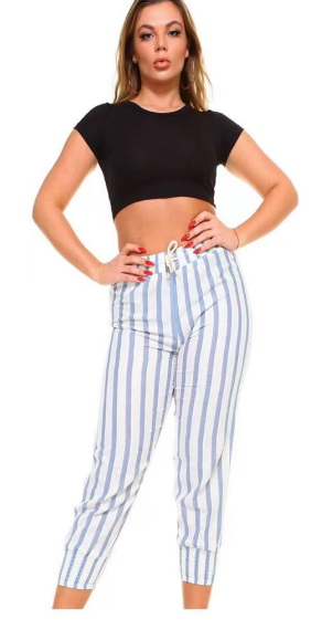 Light Blue Stripe BOHO Ankle Pants