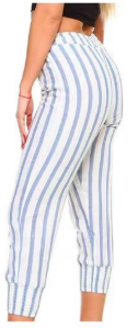 Light Blue Stripe BOHO Ankle Pants