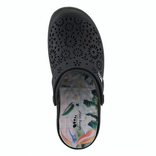Contigo Black Croc like Slide on Shoe by SPRING STEP