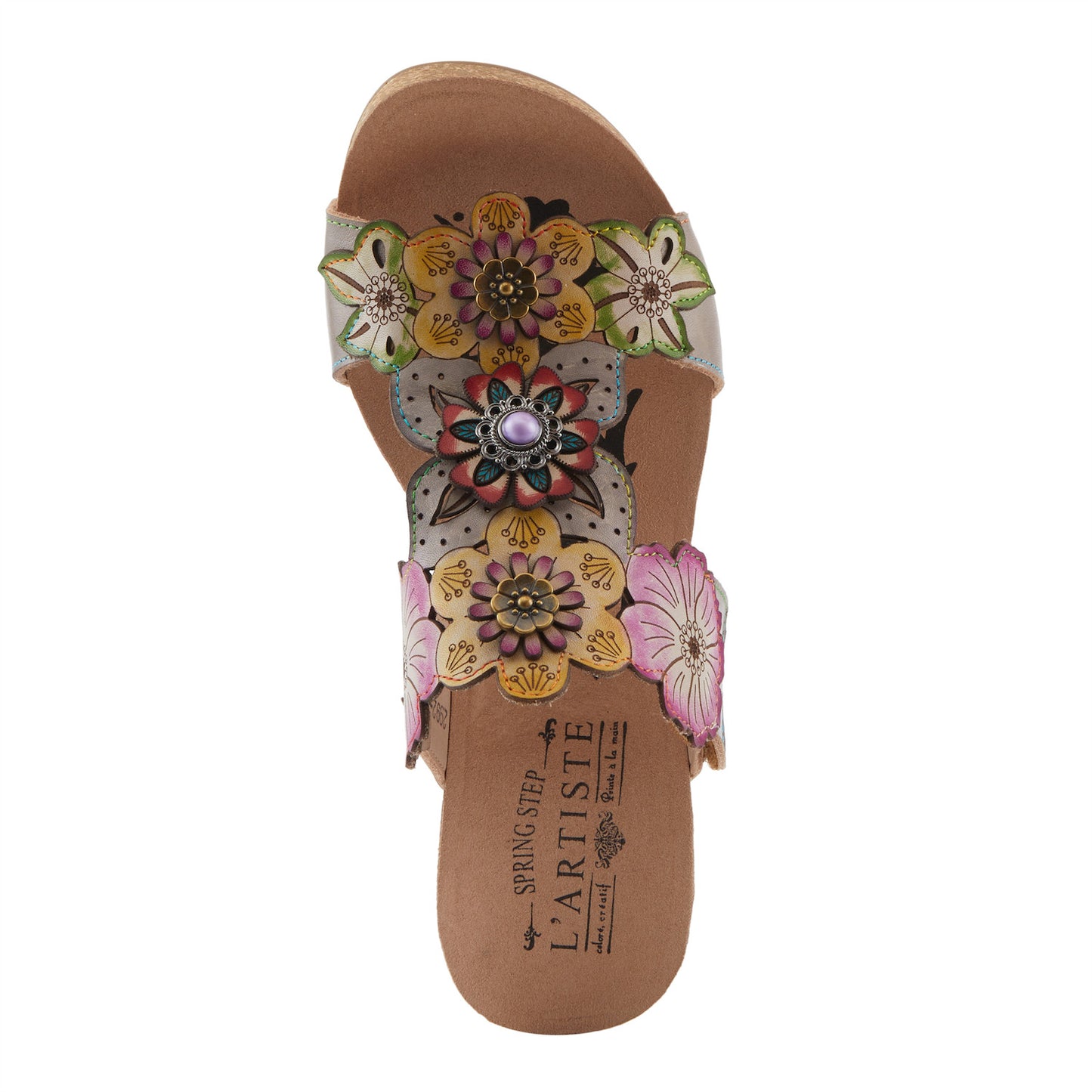 PRETTY PETALS Grey Multi Floral Sandal by L`ARTISTE