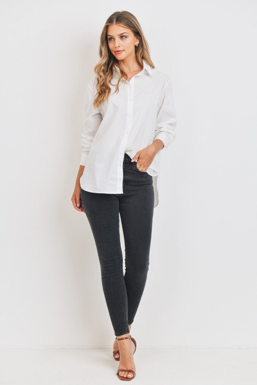 Off White Button Up Blouse - Long Sleeve