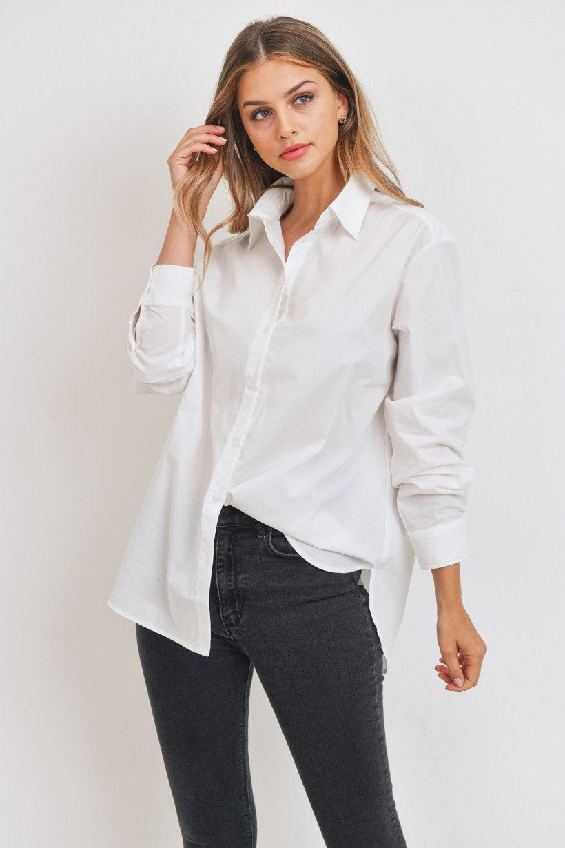 Off White Button Up Blouse - Long Sleeve
