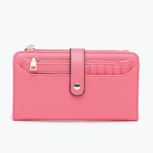 Macy 2-in-1 Fold-Out Coral Pink Wallet by Jen & Co