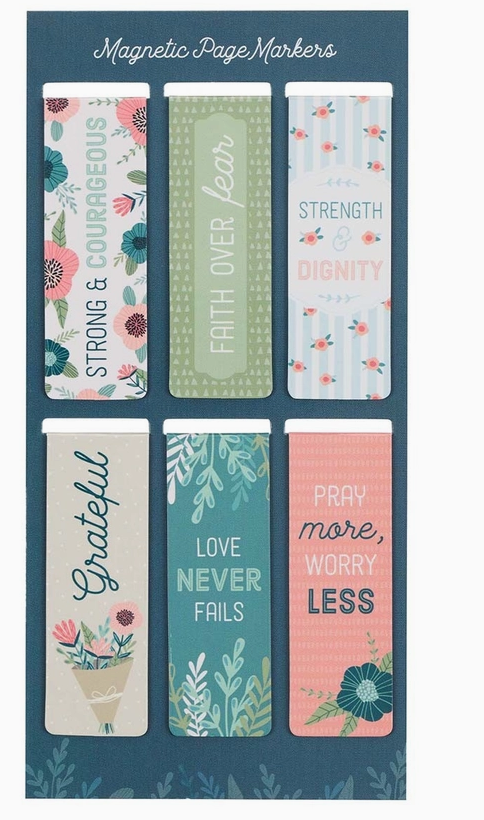 Magnetic Bookmark Set Floral Garden, FAITH DIGNITY GRACE
