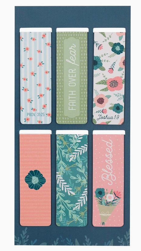 Magnetic Bookmark Set Floral Garden, FAITH DIGNITY GRACE