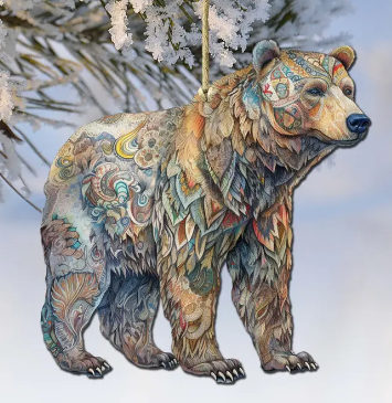 Majestic Bear Alaska Wooden Ornaments By G.Debrekht