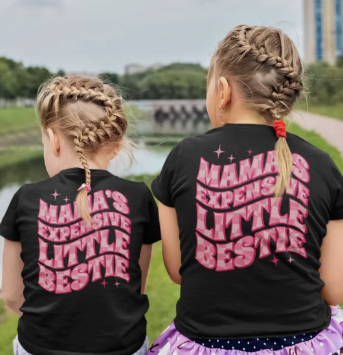 Mama's Expensive Little Bestie Youth & Toddler Graphic Tee - Black