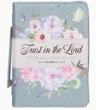 Medium Bible Cover Fashion Teal Trust Prov. 3:5