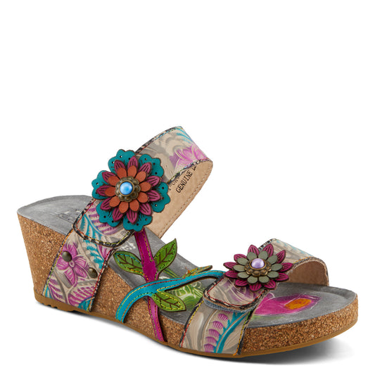 MOAI-Grey Multi Wedge Heel Sandal by L`ARTISTE from Spring Step Shoes