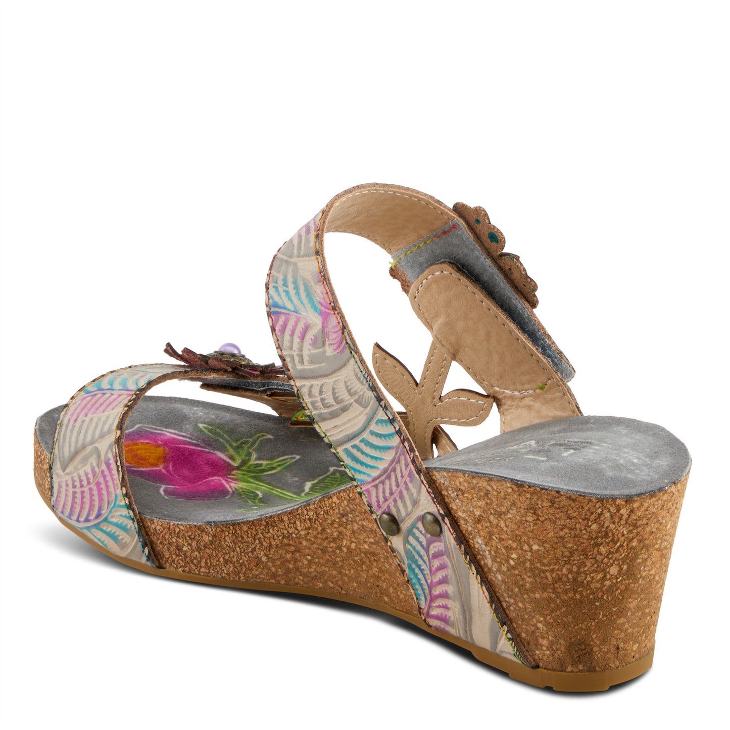 MOAI-Grey Multi Wedge Heel Sandal by L`ARTISTE from Spring Step Shoes
