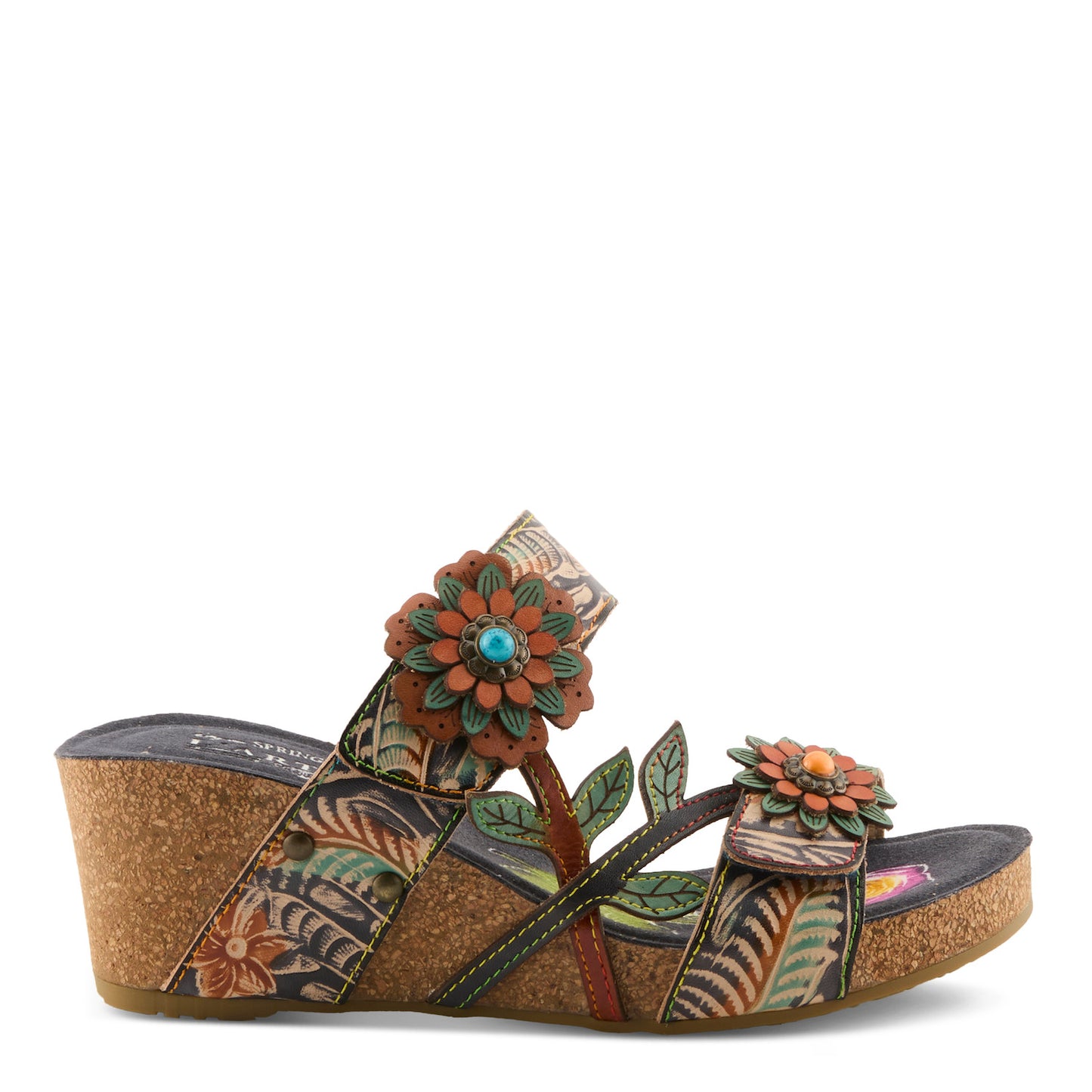 MOAI-Navy Multi  Wedge Heel Sandal by L`ARTISTE from Spring Step Shoes