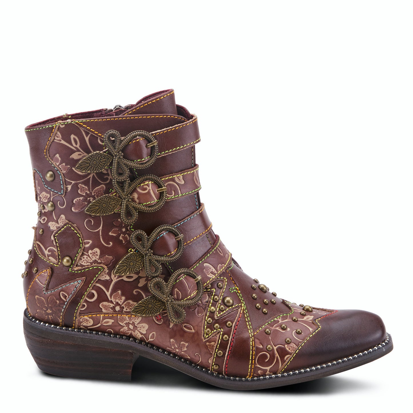 RODEHA BOOTS - Brown Victorian-inspired booties by L`ARTISTE