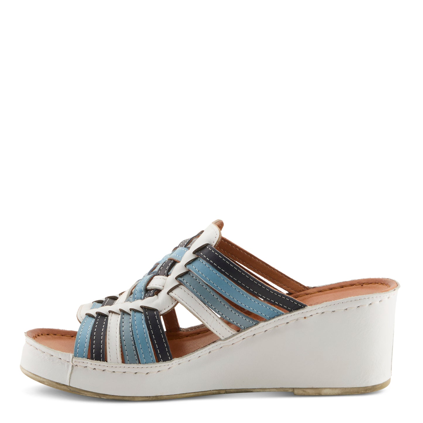NOKIAH White Multi with Navy Mule Wedge by Spring Step from Spring Step Shoes