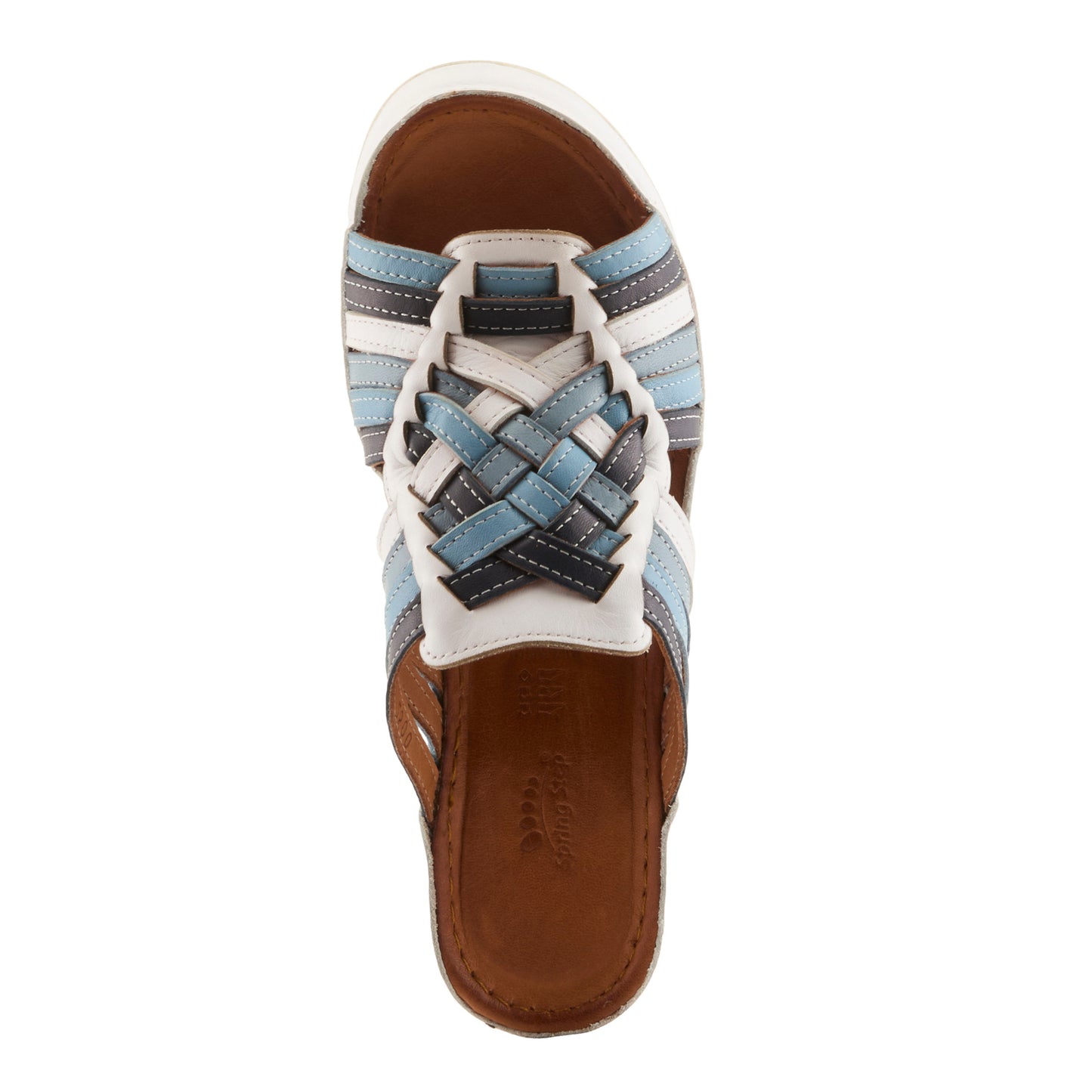 NOKIAH White Multi with Navy Mule Wedge by Spring Step from Spring Step Shoes