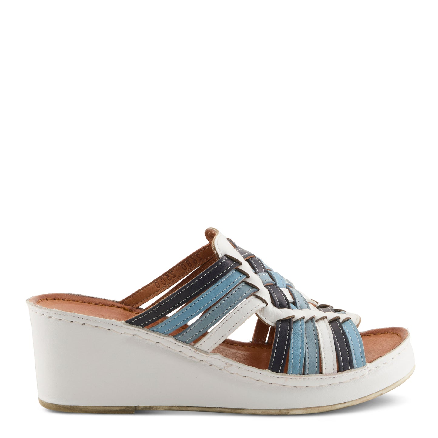 NOKIAH White Multi with Navy Mule Wedge by Spring Step from Spring Step Shoes