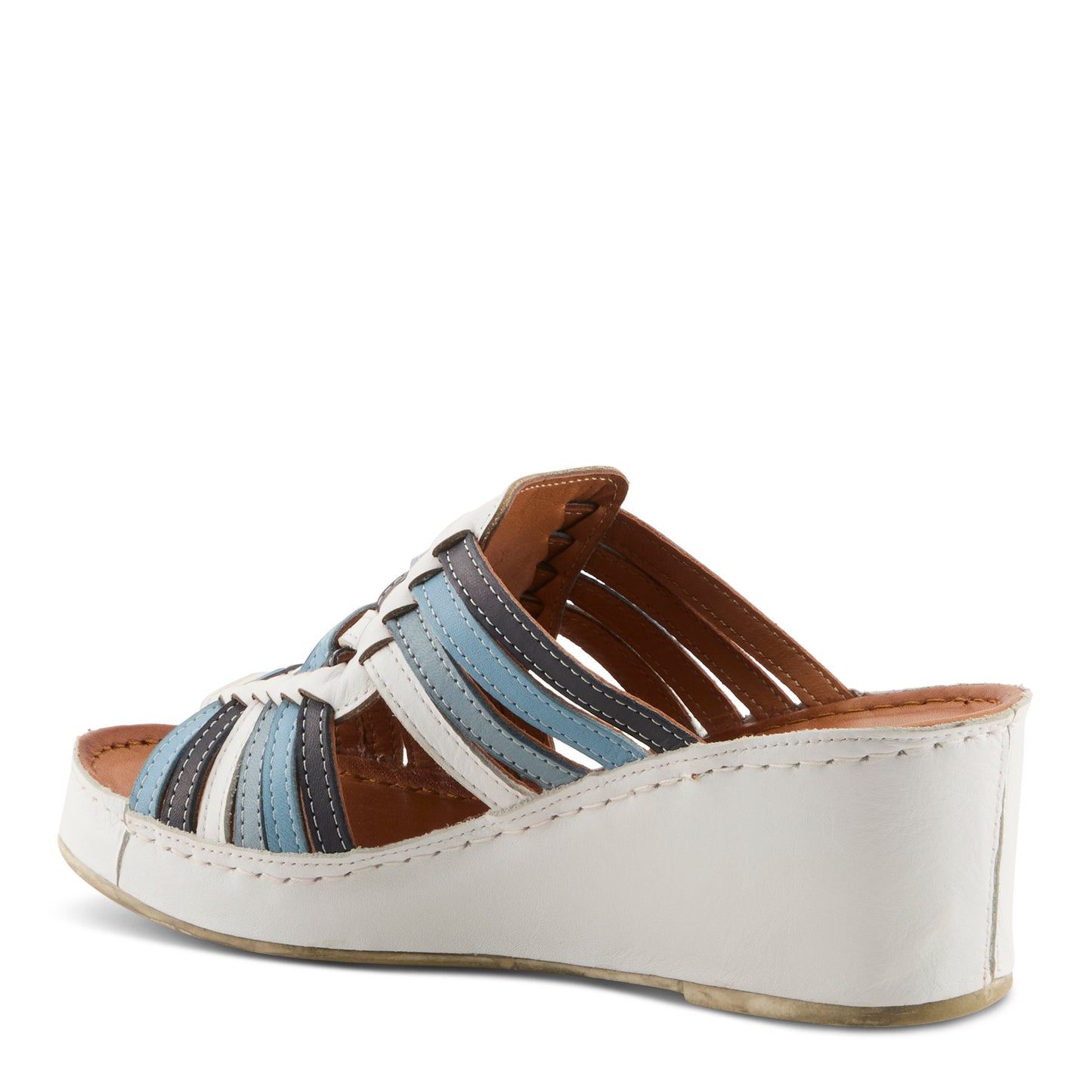 NOKIAH White Multi with Navy Mule Wedge by Spring Step from Spring Step Shoes