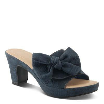 NORMAJEAN Dark Denim Blue Jean Slide Heel Sandal by Patrizia