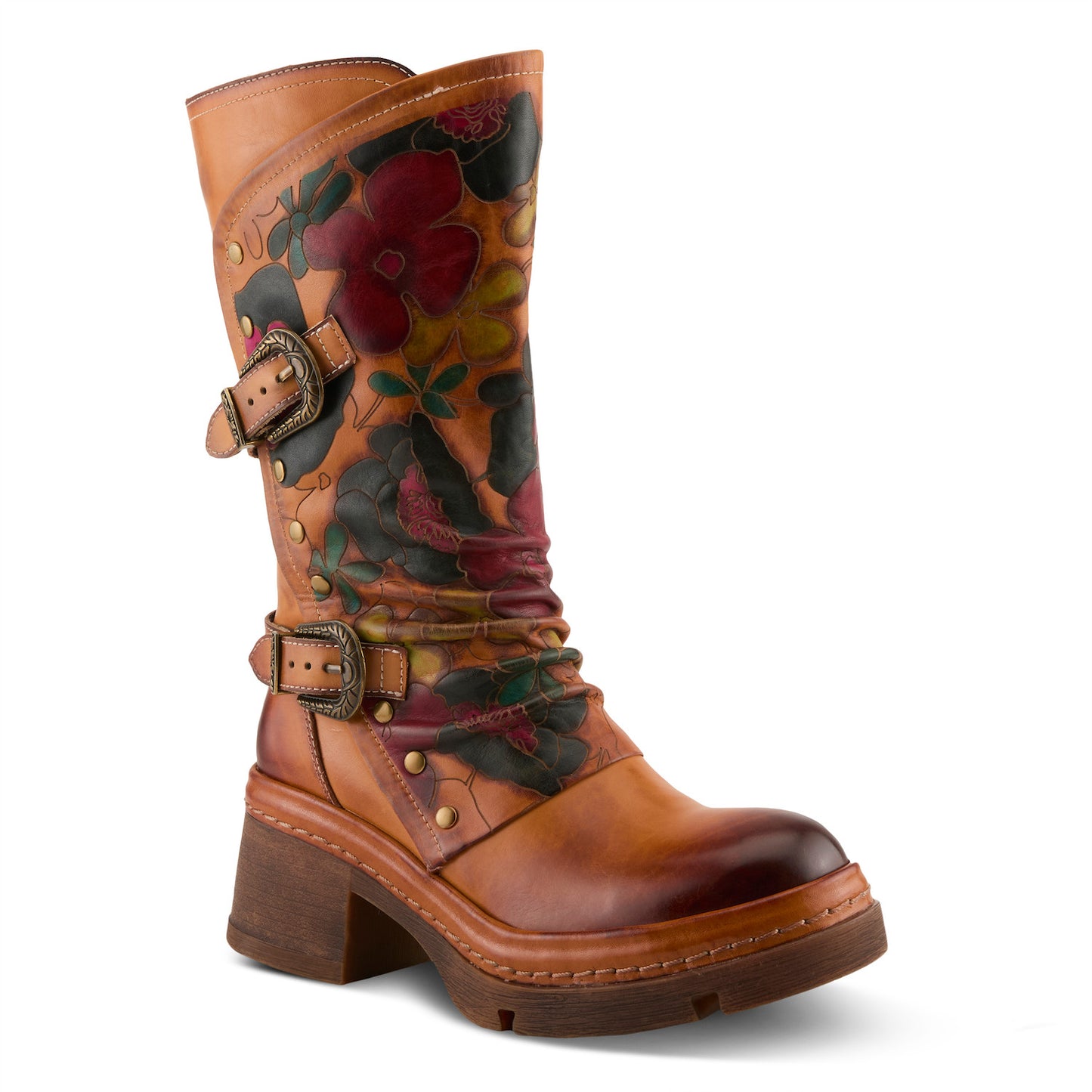 Cool Vibes Camel show stopping hand-painted leather boot by L`ARTISTE