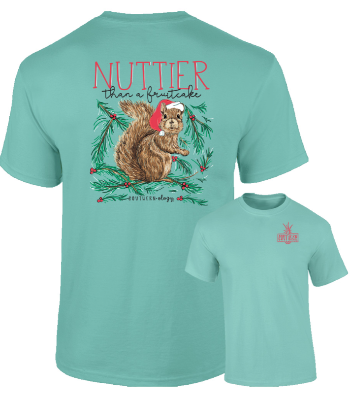 Nutty Fruitcake Squirrel Chalky Mint Southernology Comfort Color Long Sleeve Tee
