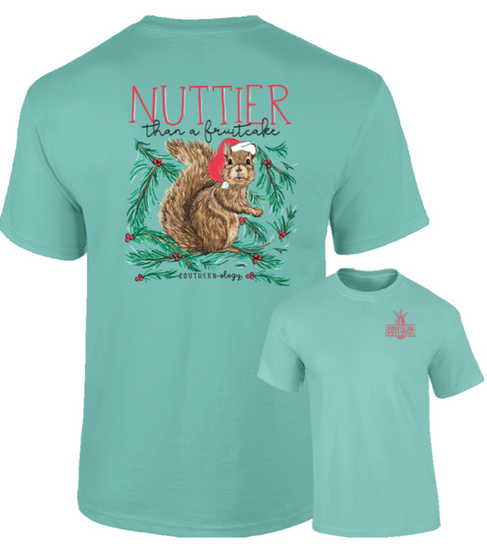 Nutty Fruitcake Squirrel Chalky Mint Southernology Comfort Color Long Sleeve Tee