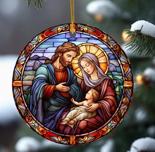 Nativity Scene Imitation Stained Glass Christmas Ornament