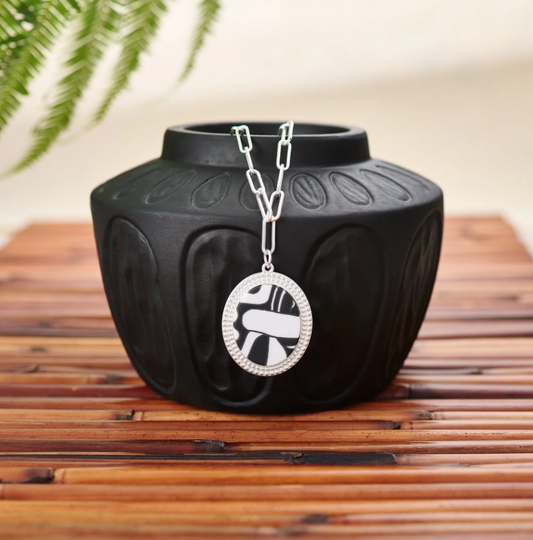 Noir Reversible Link Medallion Necklace by Jilzarah