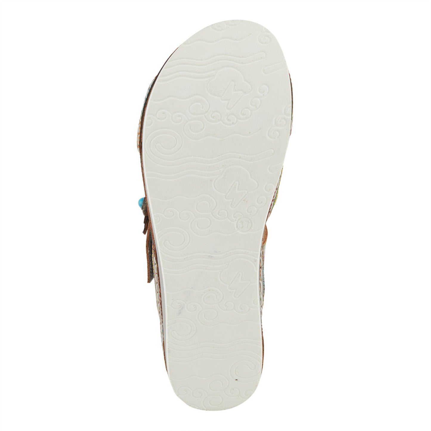 Floral Embellished Pillow-soft Grey Multi Leather Sandal by L`ARTISTE