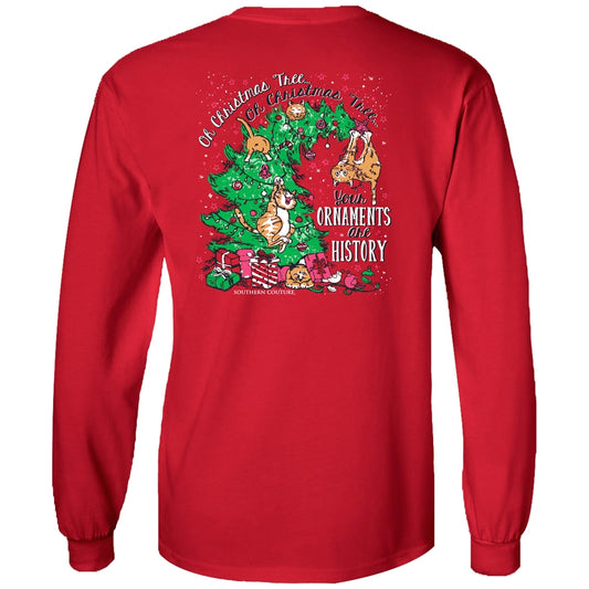 Oh Christmas Tree on Red Southern Couture Long Sleeve Tee
