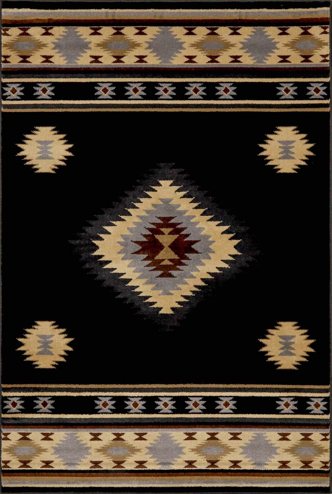 Buckhaven Black Southwestern Area Rug