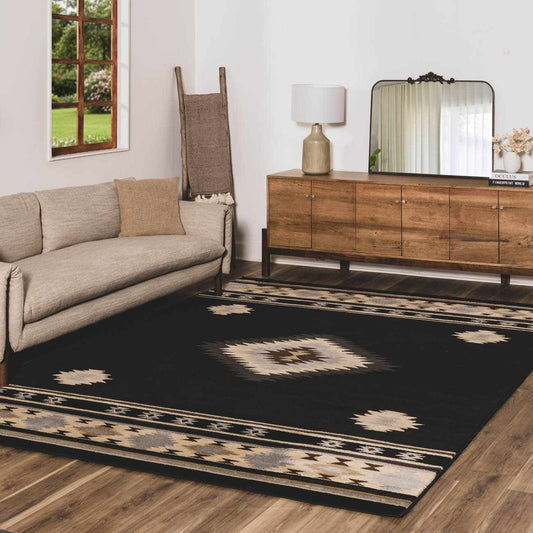 Buckhaven Black Southwestern Area Rug