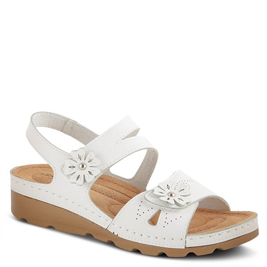 Poncia White Backstrap Sandal by Flexus