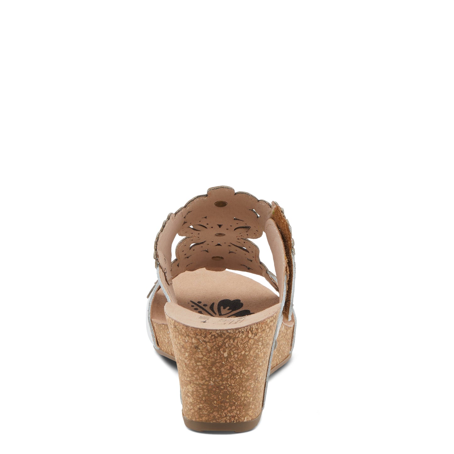 PRETTYPETALS White Multi Cork Wedge Sandal by L'Artiste from Spring Step Shoes