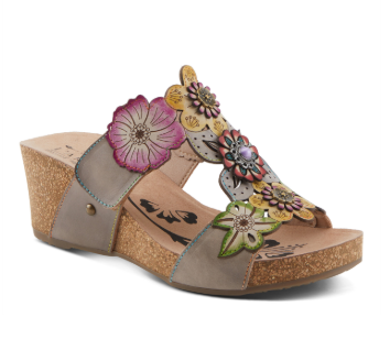 PRETTY PETALS Grey Multi Floral Sandal by L`ARTISTE