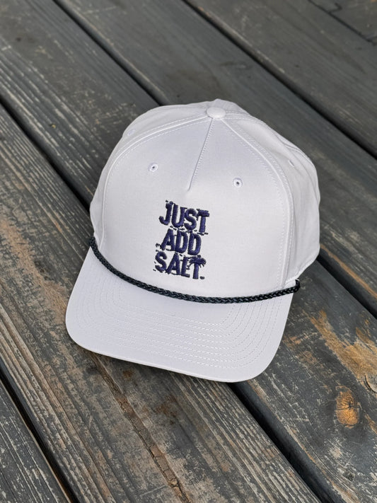Just Add Salt Captain Flat Bill-Rope Hat White/Navy