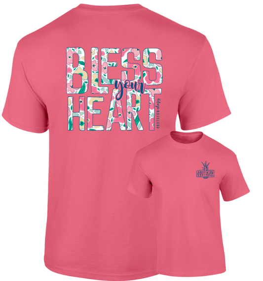 Bless Your Heart Floral - Pink Southernology Short Sleeve Comfort Color Tee