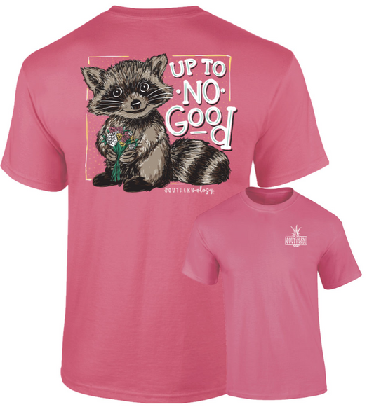 Up to No Good Racoon -Pink Southernology Short Sleeve Comfort Color Tee