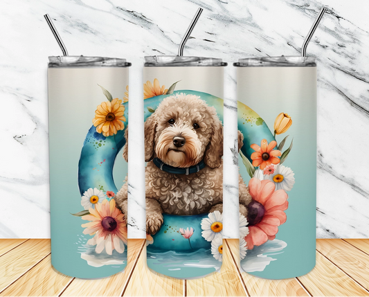 Puppy Swimming with Tube 12oz Flip Top Tumbler or Kids Cup