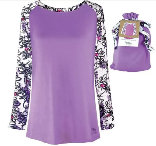 Purple Lounge Top In Pouch Bag L/XL Hello Mello Luxurious Soft