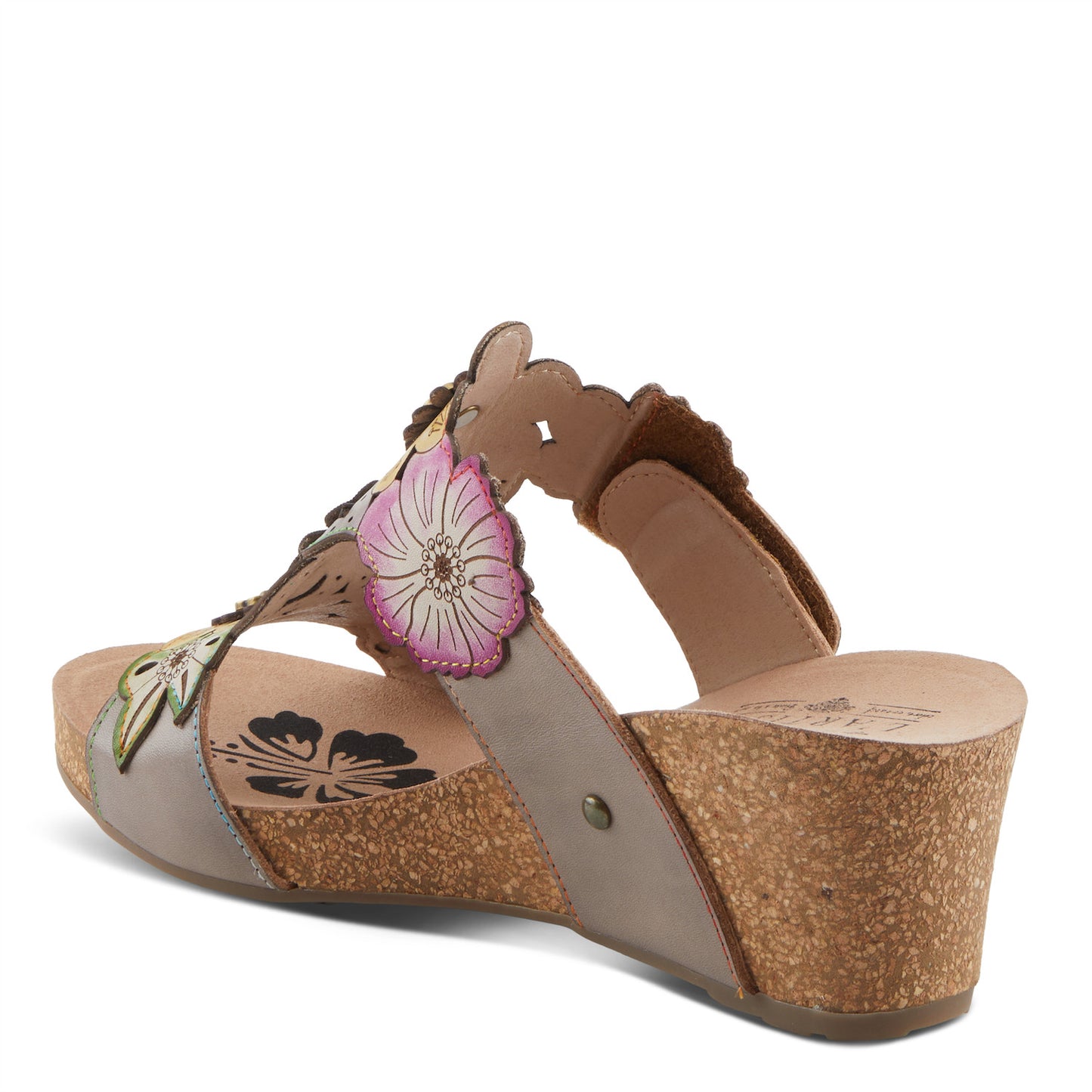 PRETTY PETALS Grey Multi Floral Sandal by L`ARTISTE