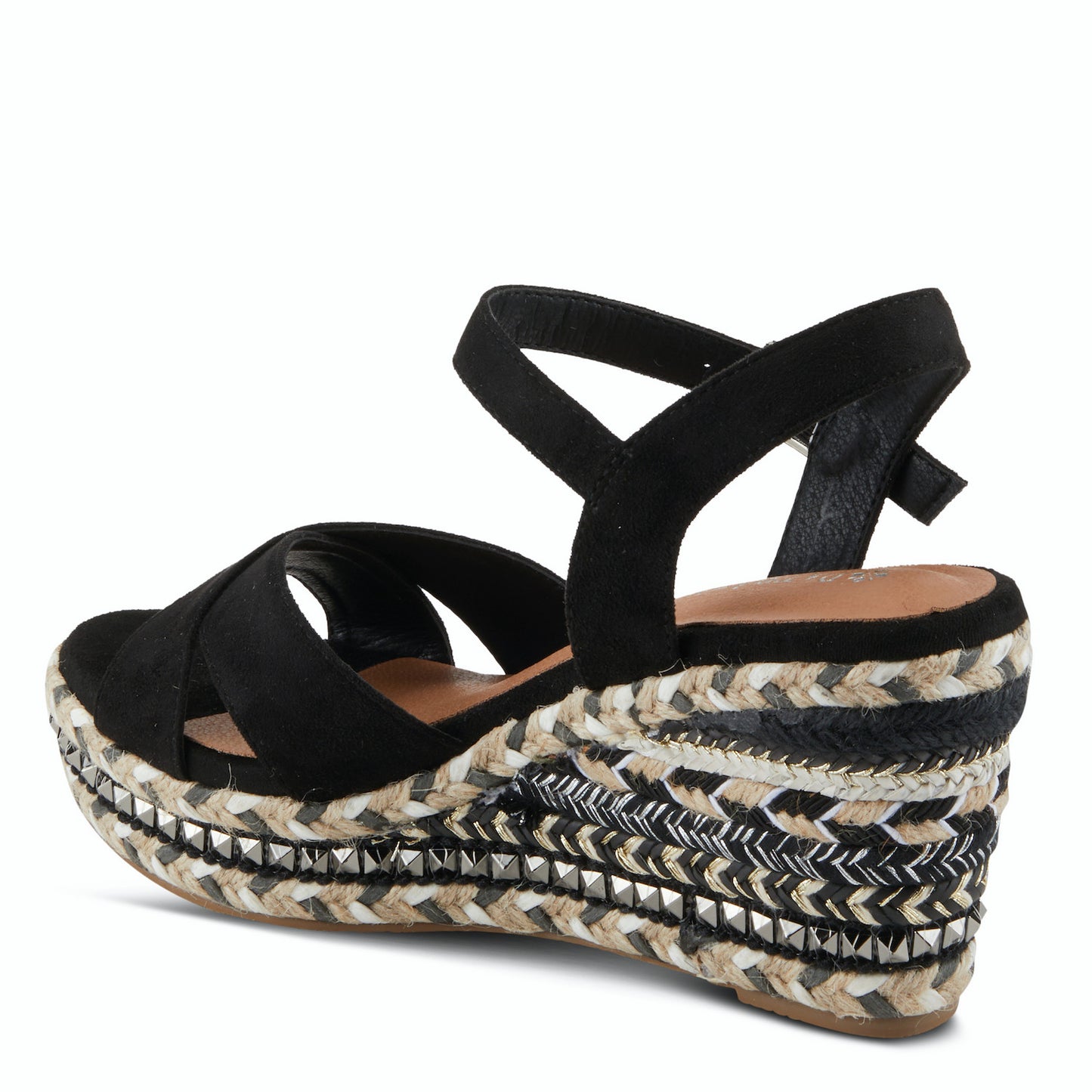 SLOANE Black espadrille platform SANDAL Wedge by Patrizia