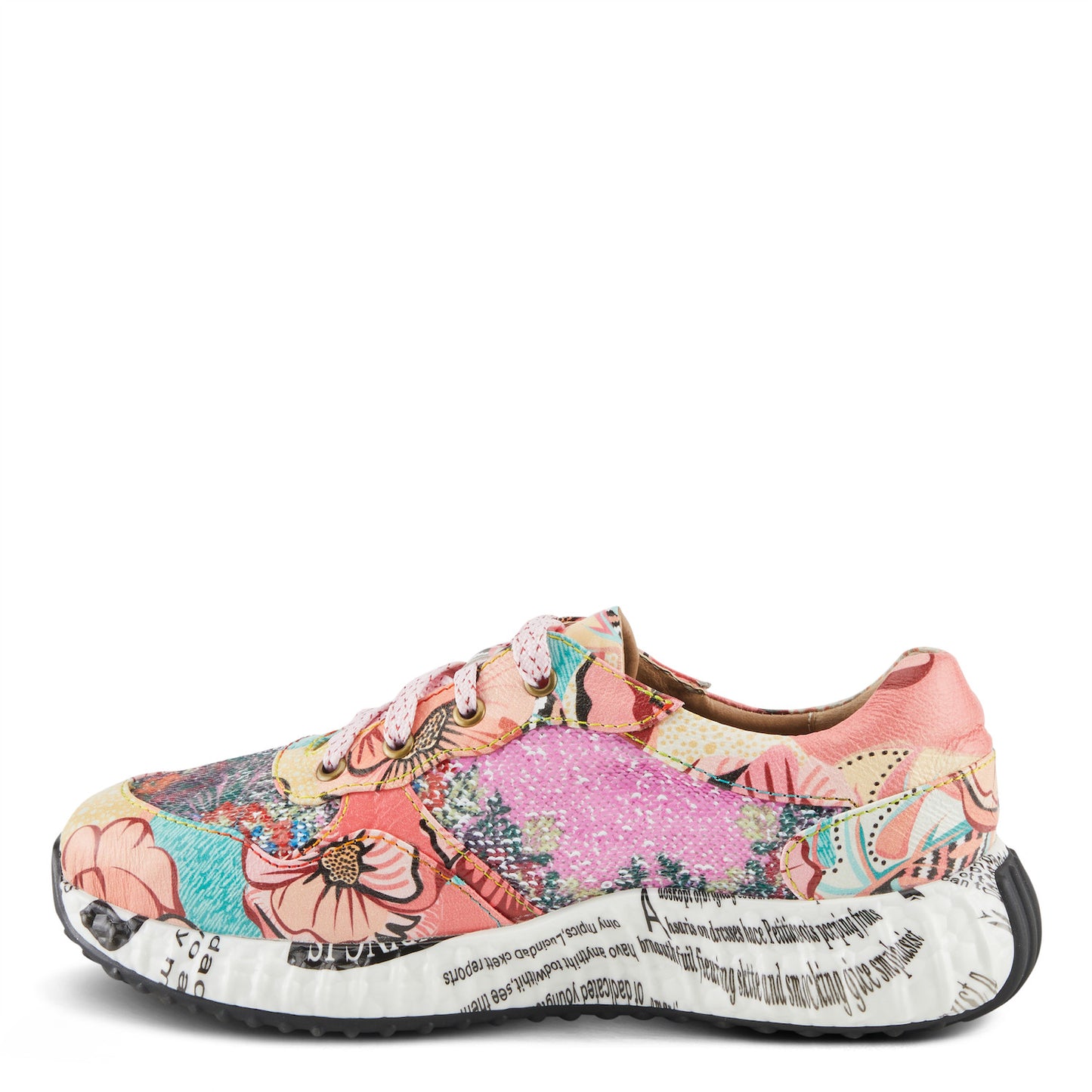 Cabaret Pink Multi Leather Combo sneaker by L`ARTISTE