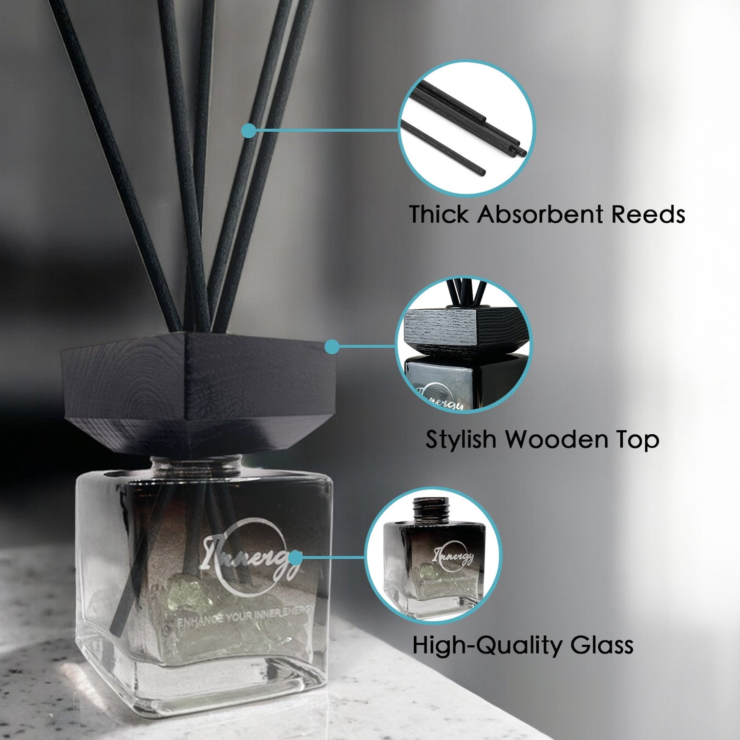 Island Zen Crystal-Enhanced Reed Oil Diffuser, 100ml